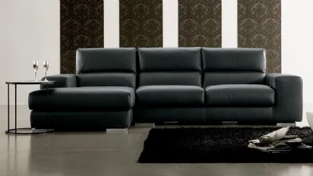Divano confortevole ed elegante in pelle con penisola Movie di Spagnol Salotti