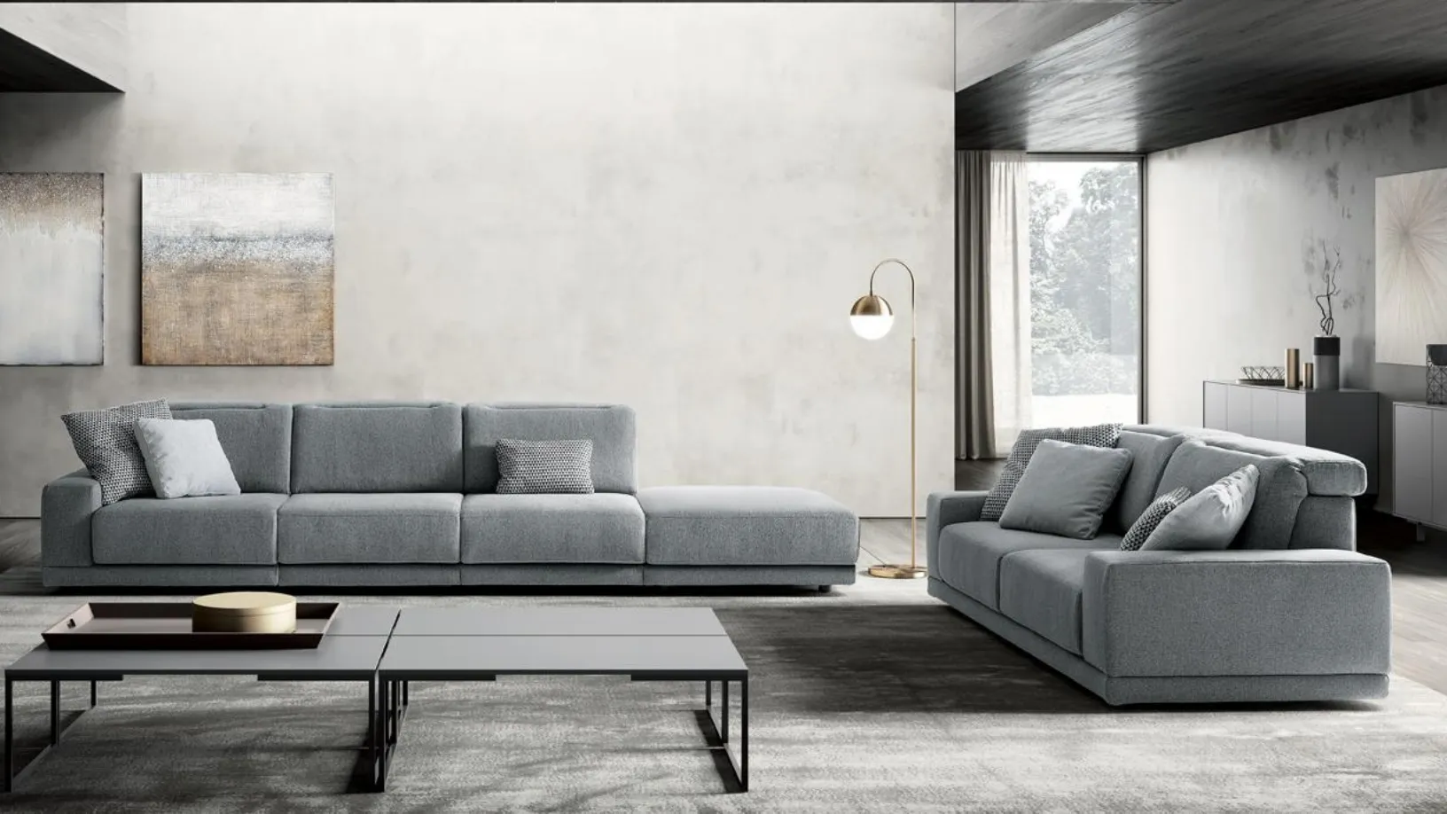 Divano lineare Notting Hill comp 02 di Spagnol Salotti