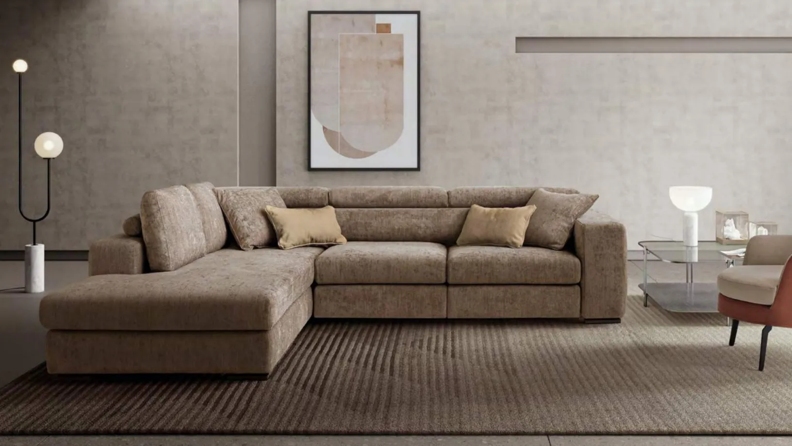 Divano in tessuto ad angolo Plaris di Le Comfort