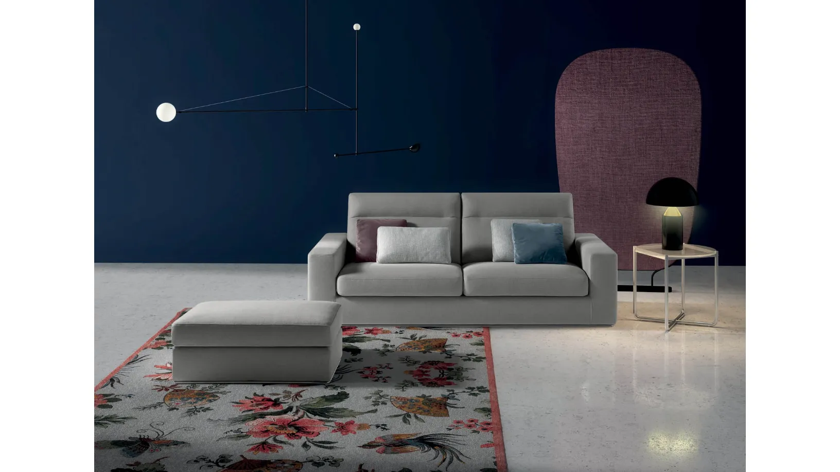 Divano lineare in tessuto Posh Bold di Samoa