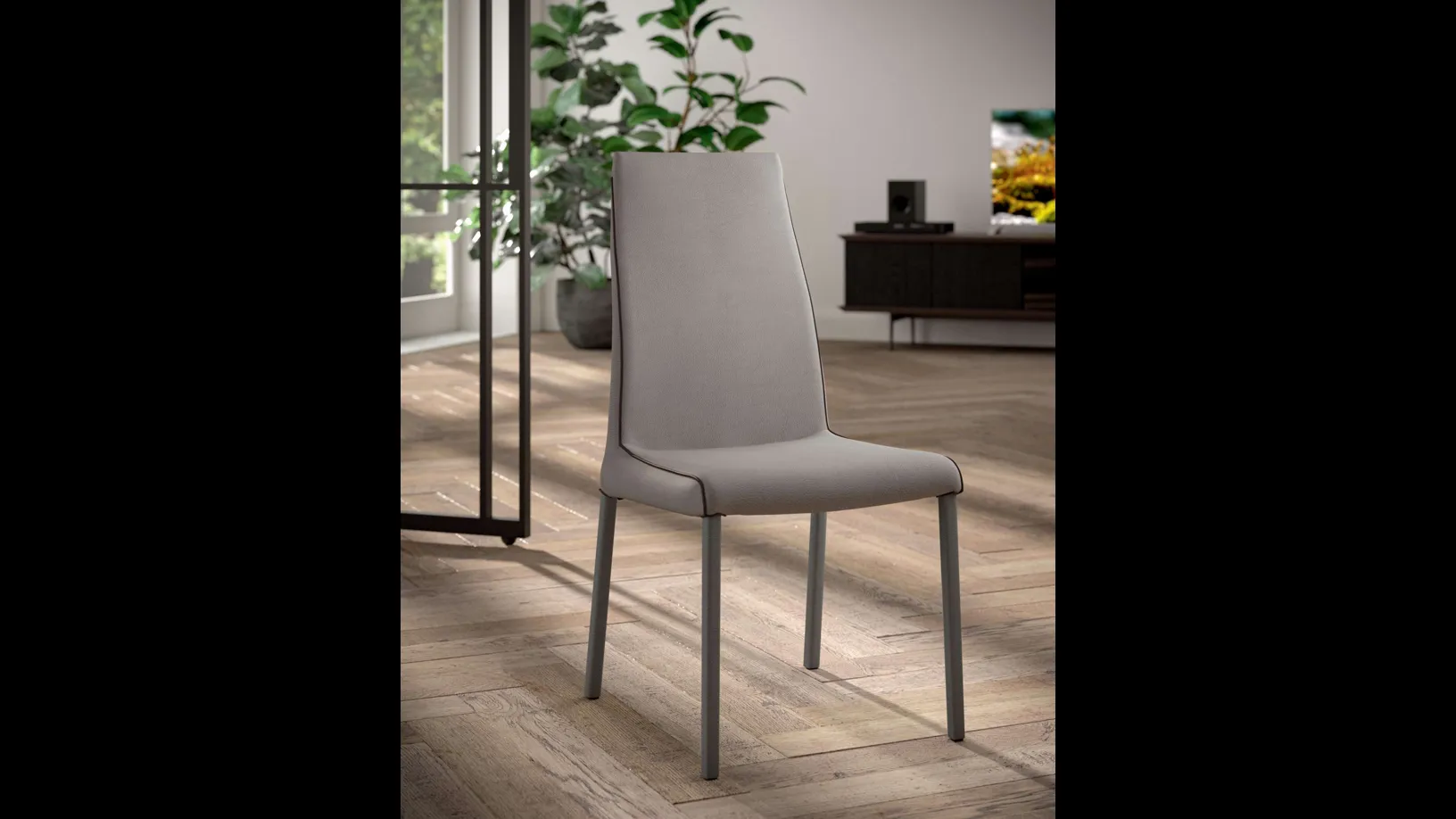 Sedia in pelle Blitz di Ozzio