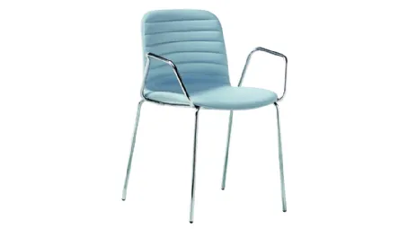 Sedia in pelle e acciaio con braccioli Liù P M TS di Midj