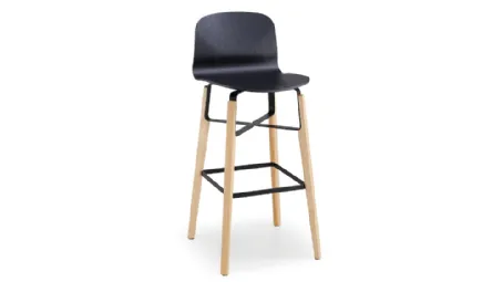 Sgabello con seduta in legno e struttura in legno e metallo Liù ML LG di Midj