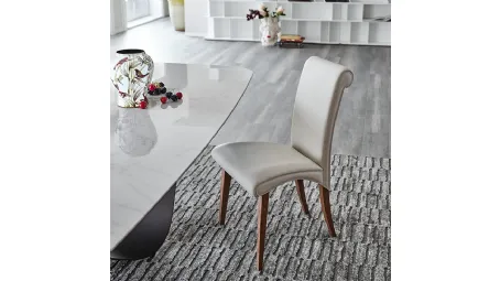 Sedia in legno rivestita in pelle Lulù di Cattelan Italia