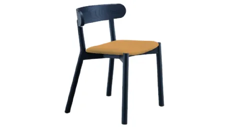 Sedia in legno con seduta in cuoio Montera S L CU di Midj