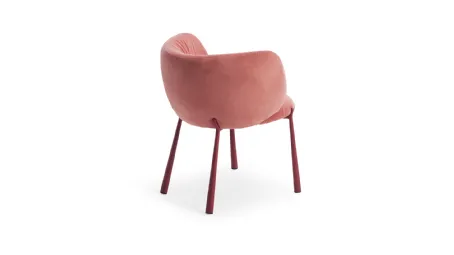 Sedia Mys rivestita in tessuto imbottito con gambe in metallo di Midj