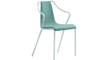 Sedia in tessuto con struttura in metallo con braccioli Ola P M TS di Midj