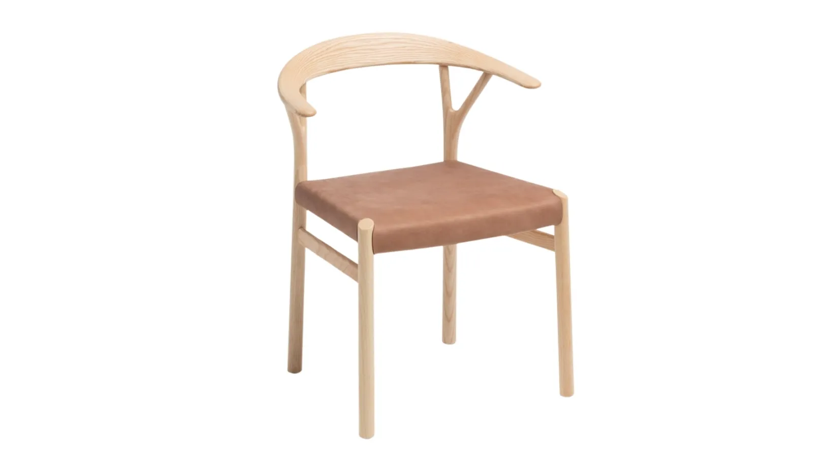 Sedia Oslo in legno con seduta in cuoio di Midj