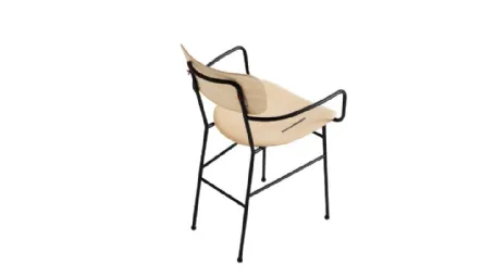 Sedia con braccioli, in legno con struttura in metallo Piuma P M LG di Midj