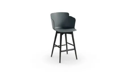 Sgabello con struttura in legno e seduta in plastica Calla LR PP di Midj
