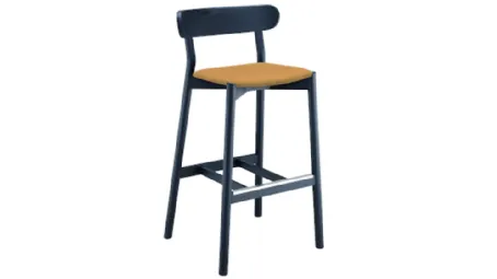 Sgabello con seduta rivestita in cuoio o cuoio toscano e struttura in legno Montera L CU di Midj