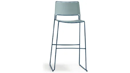 Sgabello in cuoio con struttura a slitta in acciaio Slim M CU di Midj
