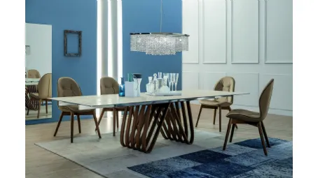 Tavolo rettangolare di design Arpa con struttura in legno e top in Vetro ceramicato di Tonin Casa