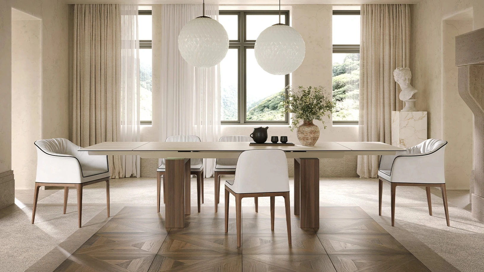 Tavolo Brooklyn in gres Travertino di Tonin Casa