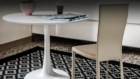 Tavolo rotondo in cristallo laccato bianco Hugo Bistrot di Cattelan Italia