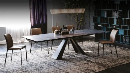 Tavolo allungabile in ceramica con base in acciaio Eliot Keramik Drive di Cattelan Italia