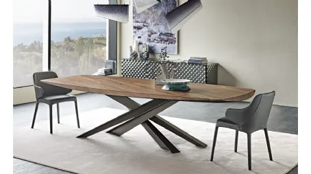 Tavolo rettangolare con piano in legno pregiato Lancer Wood di Cattelan Italia