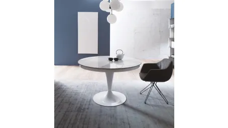 Tavolo rotondo allungabile in marble glass Eclipse di Ozzio