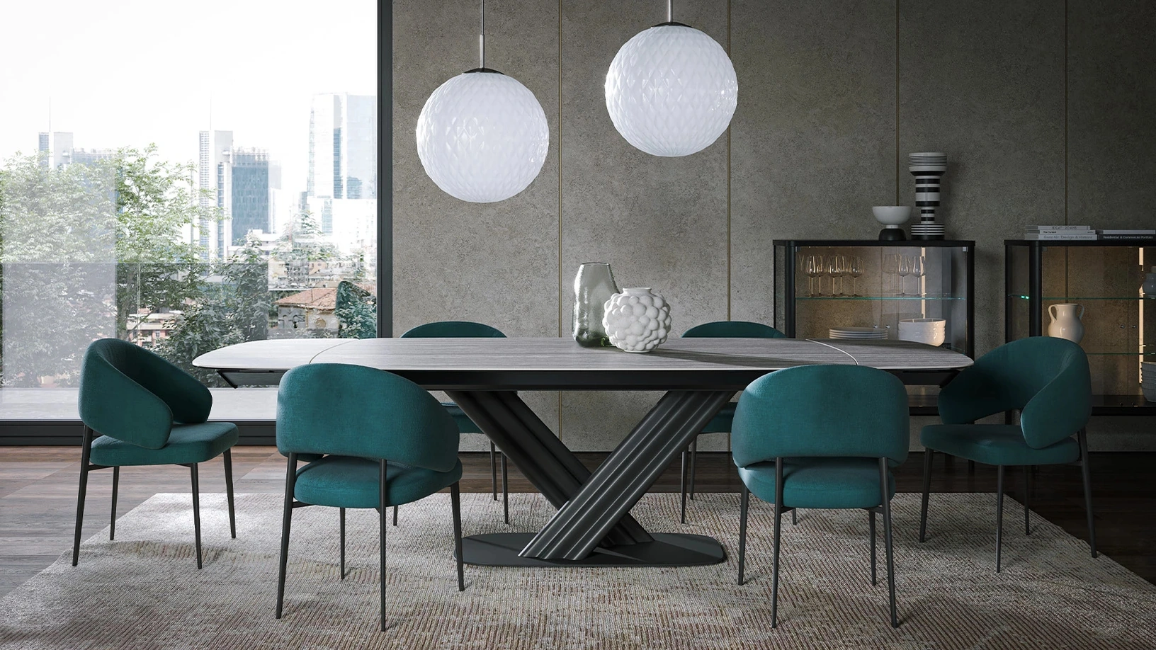 Tavolo Sipario Ext in gres travertino di Tonin Casa