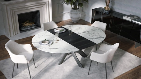 Tavolo allungabile Style Round Ext in ceramica con allunga in legno di Tonin Casa