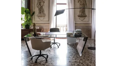 Scrivania Direzionale in acciaio inox Vega di Cattelan Italia